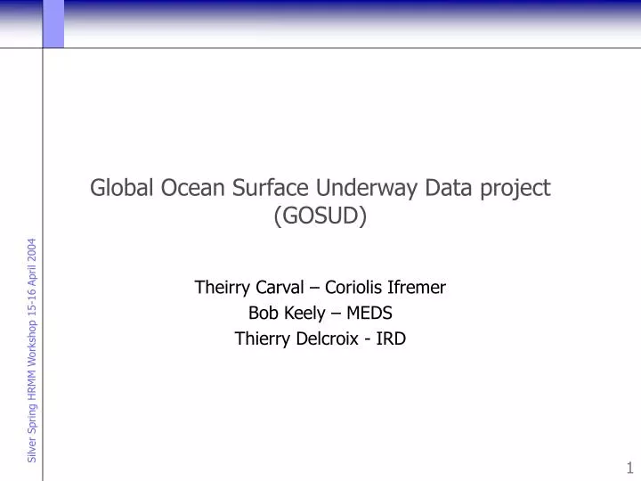 global ocean surface underway data project gosud