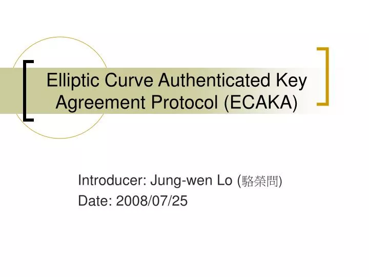 elliptic curve authenticated key agreement protocol ecaka