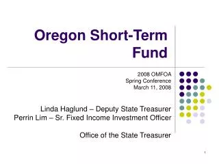 Oregon Short-Term Fund