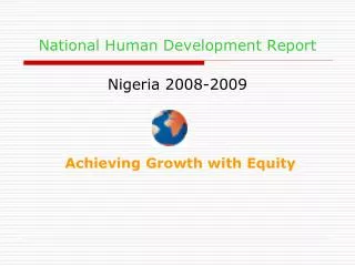 National Human Development Report Nigeria 2008-2009