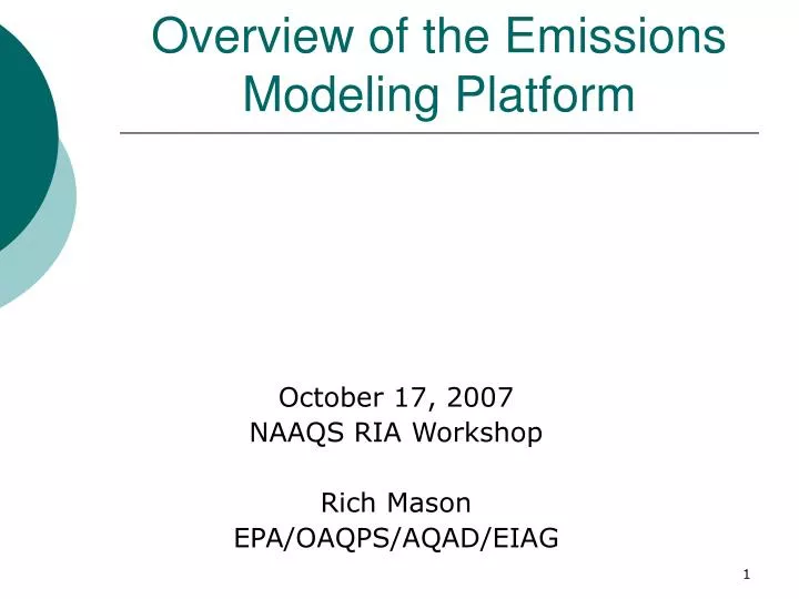 overview of the emissions modeling platform