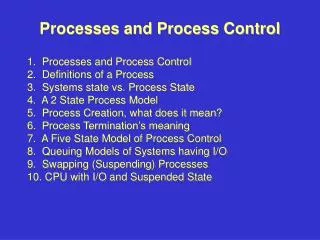 Processes and Process Control