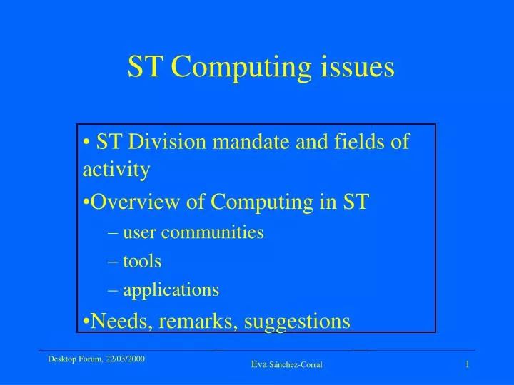 st computing issues