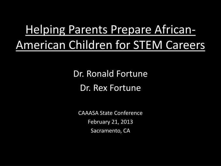 helping parents prepare african american children for stem careers