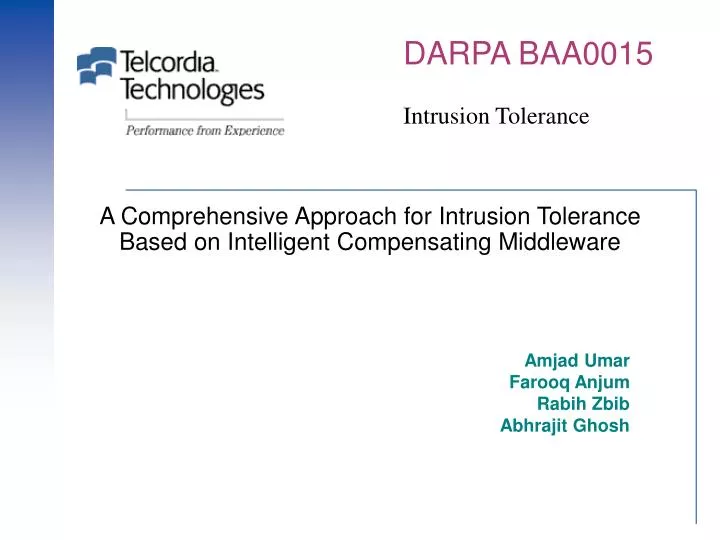 a comprehensive approach for intrusion tolerance based on intelligent compensating middleware