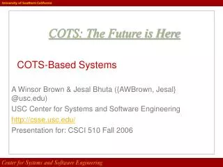 COTS-Based Systems