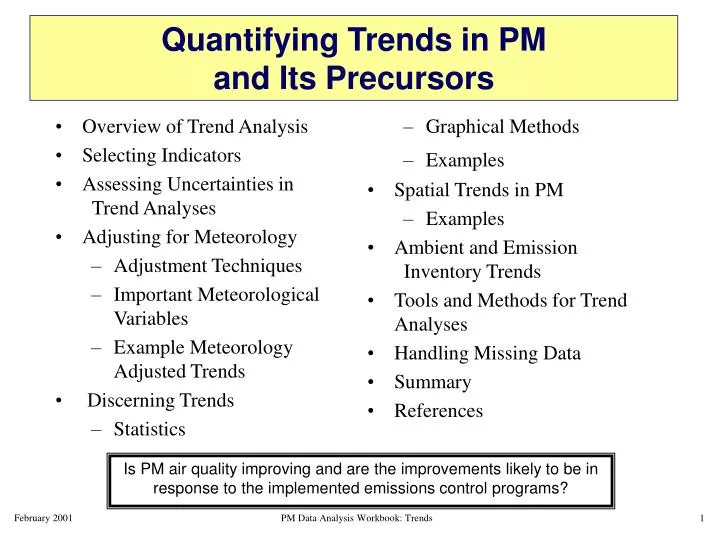 quantifying trends in pm and its precursors