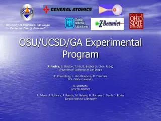 OSU/UCSD/GA Experimental Program