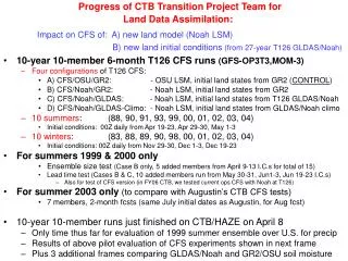 10-year 10-member 6-month T126 CFS runs (GFS-OP3T3,MOM-3) Four configurations of T126 CFS: