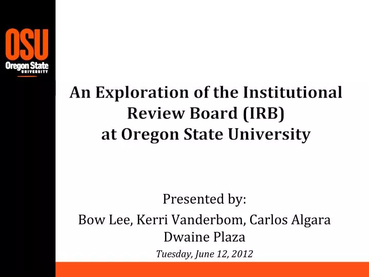 an exploration of the institutional review board irb at oregon state university