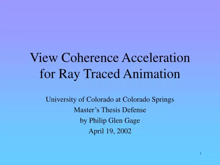view coherence acceleration for ray traced animation