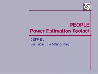 PEOPLE Power Estimation Toolset