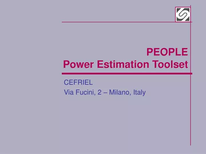 people power estimation toolset