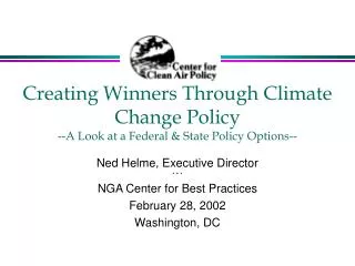 Creating Winners Through Climate Change Policy --A Look at a Federal &amp; State Policy Options--