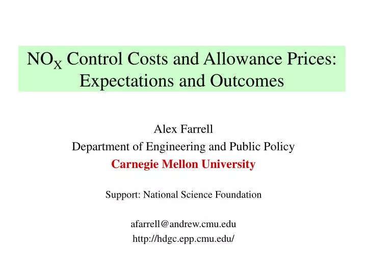 no x control costs and allowance prices expectations and outcomes