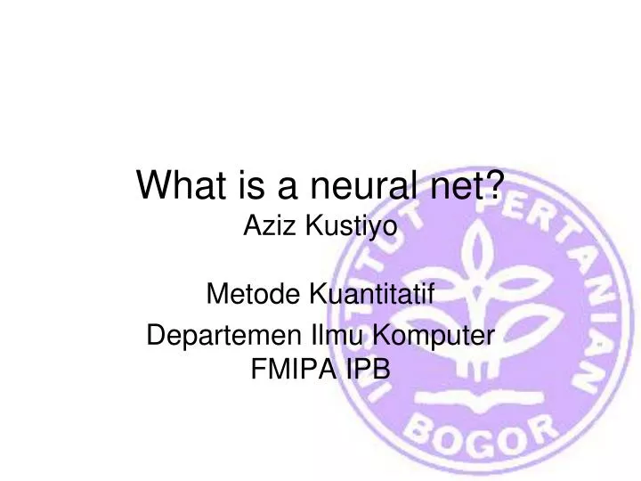 what is a neural net aziz kustiyo