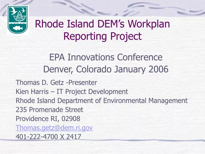 rhode island dem s workplan reporting project