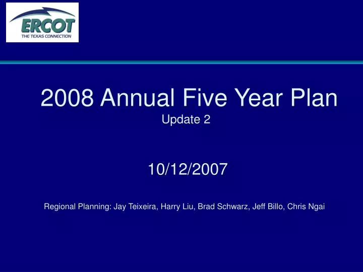 2008 annual five year plan update 2