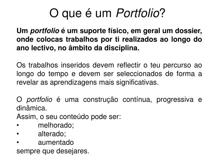 o que um portfolio