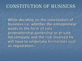 CONSTITUTION OF BUSINESS