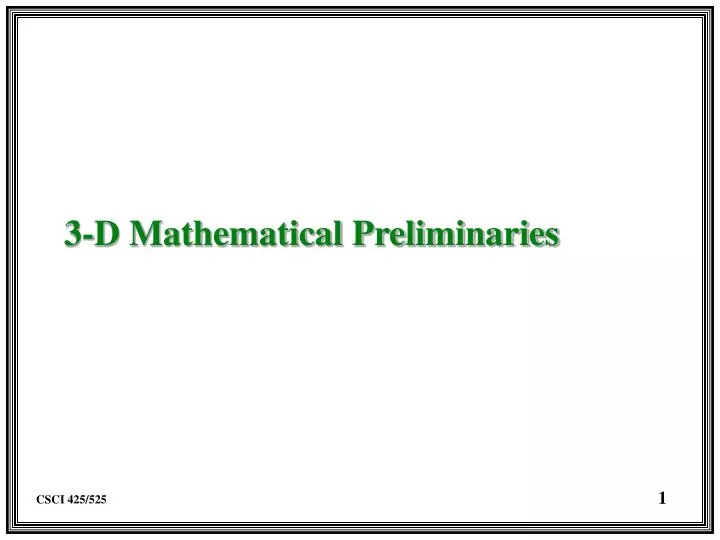 3 d mathematical preliminaries