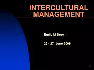 INTERCULTURAL MANAGEMENT