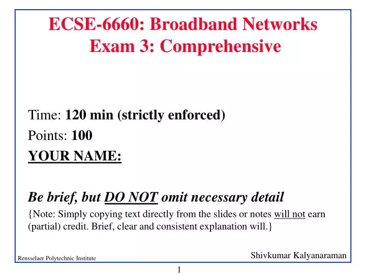 ecse 6660 broadband networks exam 3 comprehensive
