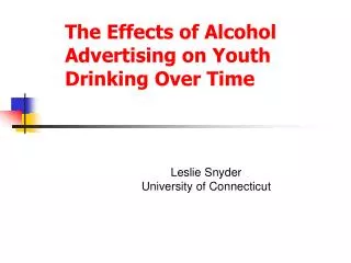 The Effects of Alcohol Advertising on Youth Drinking Over Time