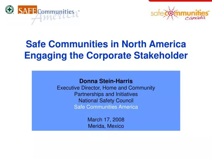 safe communities in north america engaging the corporate stakeholder