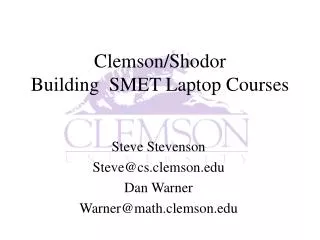 Clemson/Shodor Building SMET Laptop Courses