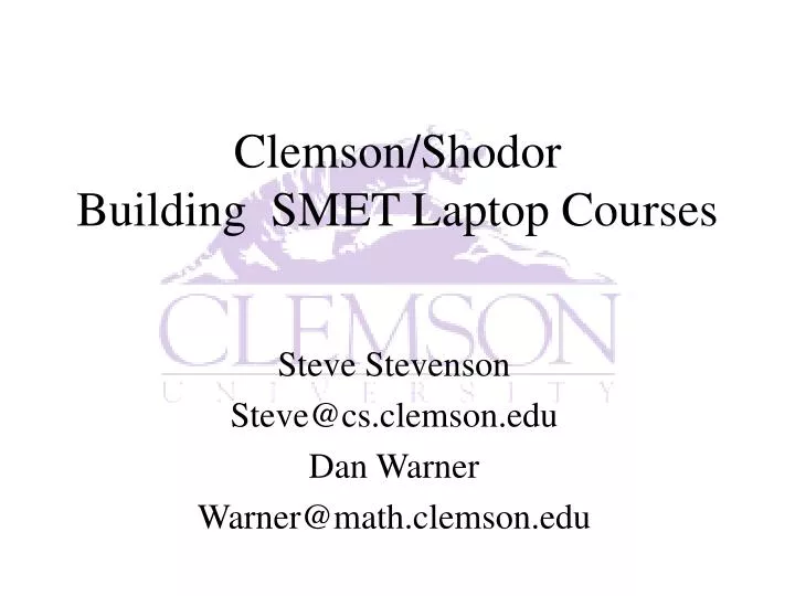 clemson shodor building smet laptop courses