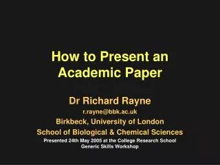 How to Present an Academic Paper