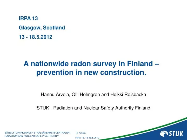 a nationwide radon survey in finland prevention in new construction