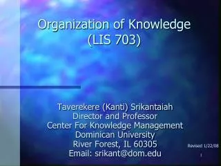 Organization of Knowledge (LIS 703)