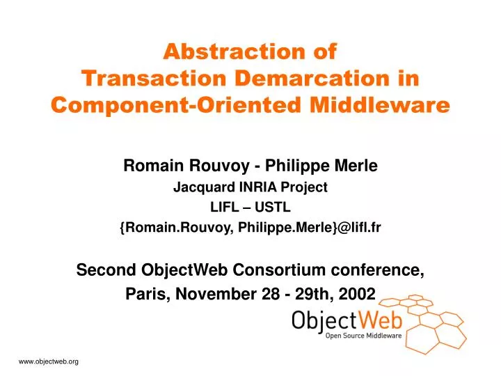 abstraction of transaction demarcation in component oriented middleware