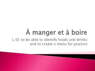 manger et boire