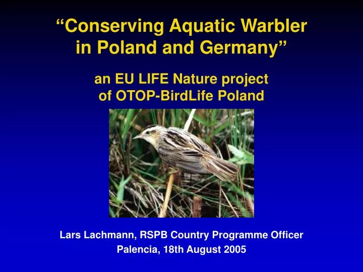 conserving aquatic warbler in poland and germany an eu life nature project of otop birdlife poland