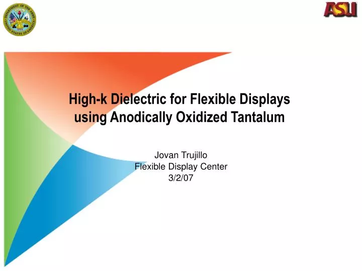 high k dielectric for flexible displays using anodically oxidized tantalum