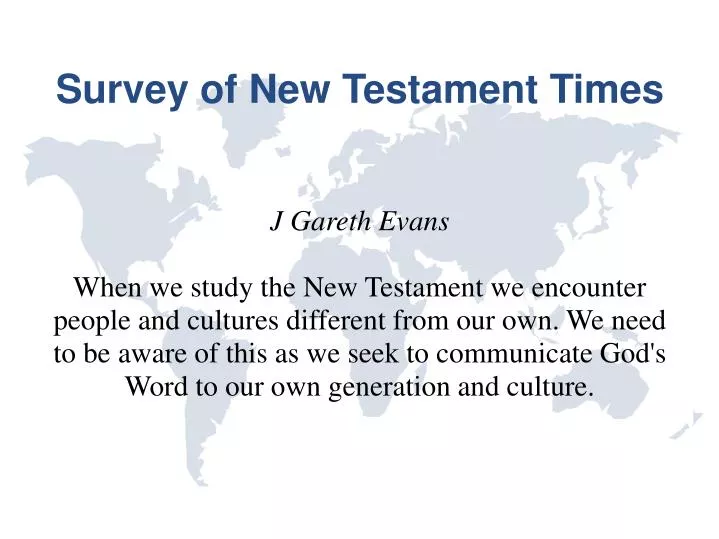 survey of new testament times
