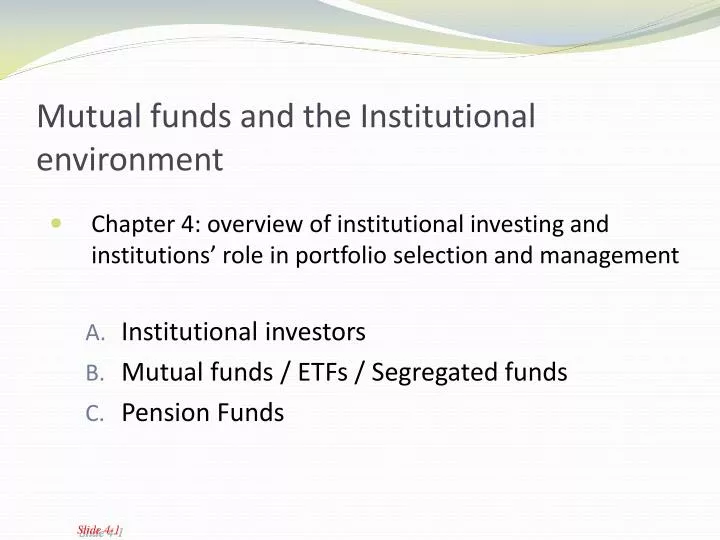 mutual funds and the institutional environment