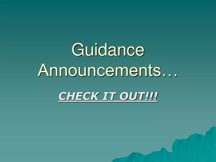 guidance announcements
