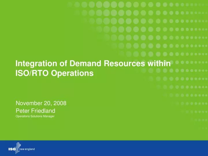 integration of demand resources within iso rto operations