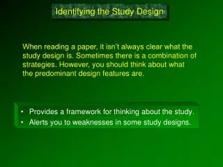 Identifying the Study Design