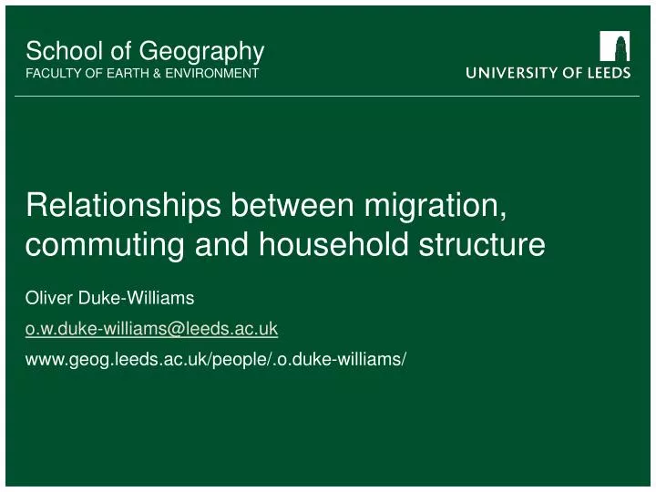 relationships between migration commuting and household structure