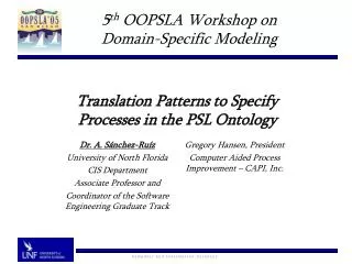 Translation Patterns to Specify Processes in the PSL Ontology
