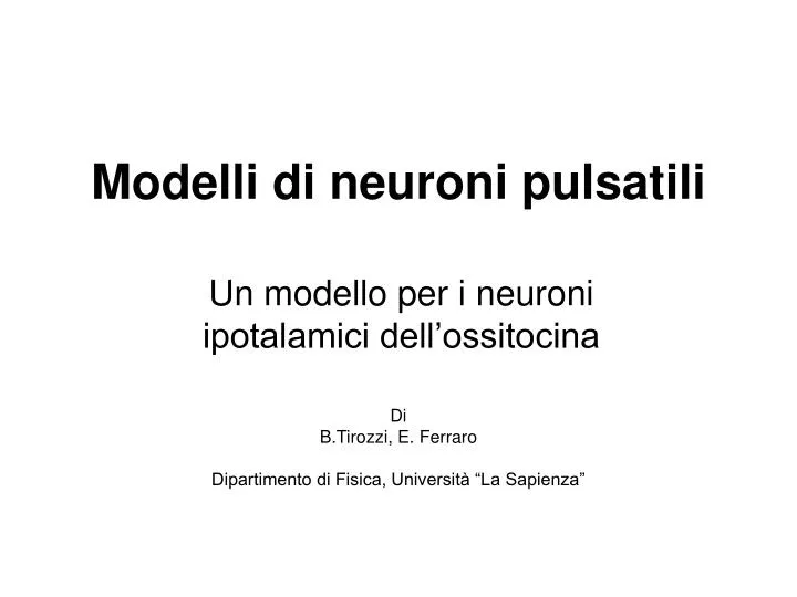 modelli di neuroni pulsatili