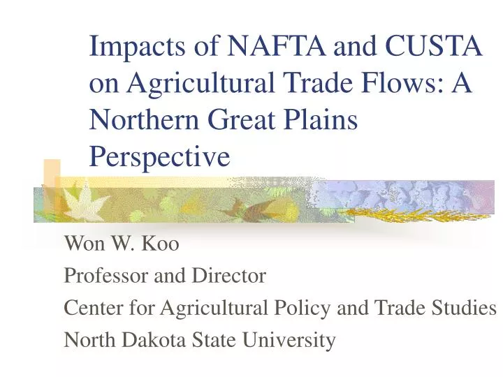 impacts of nafta and custa on agricultural trade flows a northern great plains perspective
