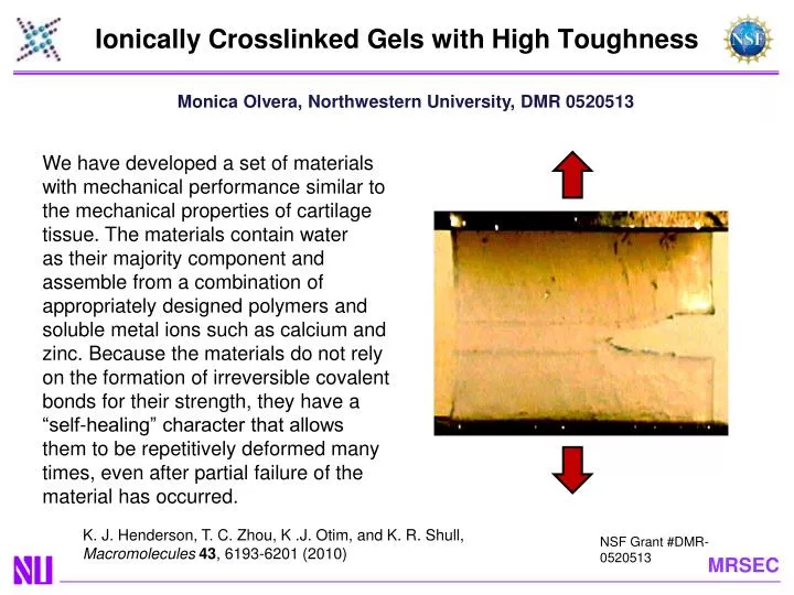 ionically crosslinked gels with high toughness
