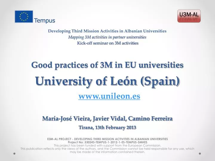 good practices of 3m in eu universities university of le n spain