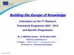 Dr. ir. Matthijs Soede – 28 October 2005 Based on presentations of - slide 1